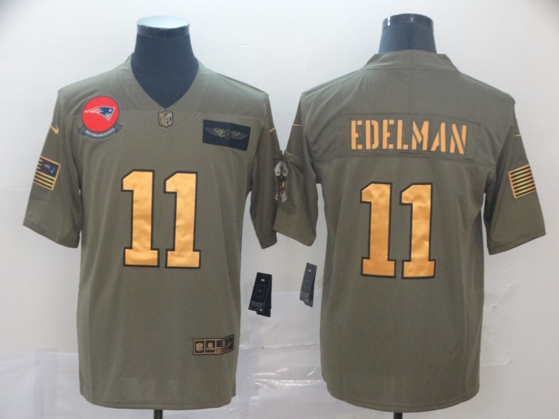 Men's New England Patriots Julian Edelman #11 Brown Jersey